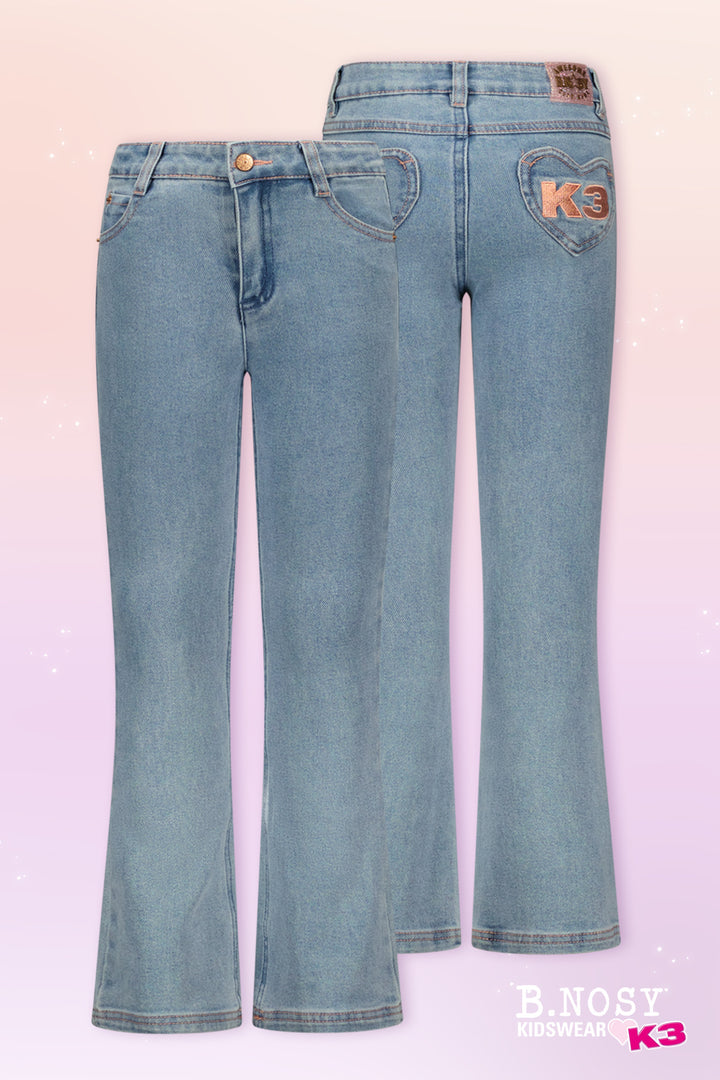 Kids broek K3 Peggie flared Light denim