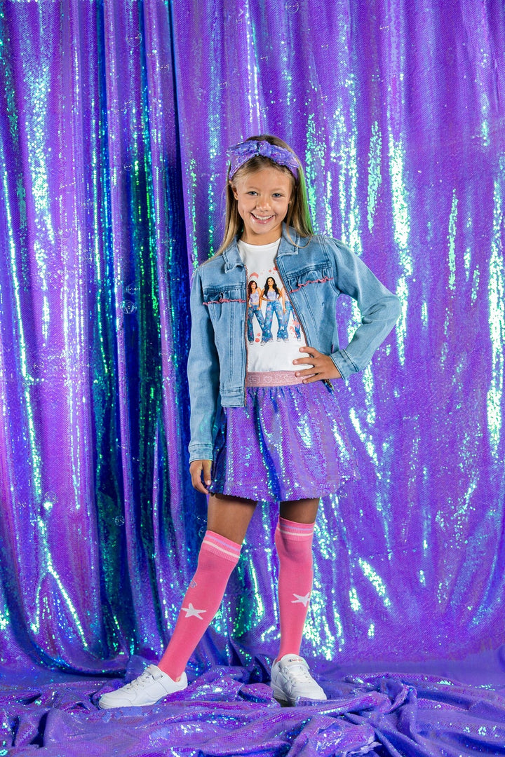 Kids haarband K3 with sequinces African Violet