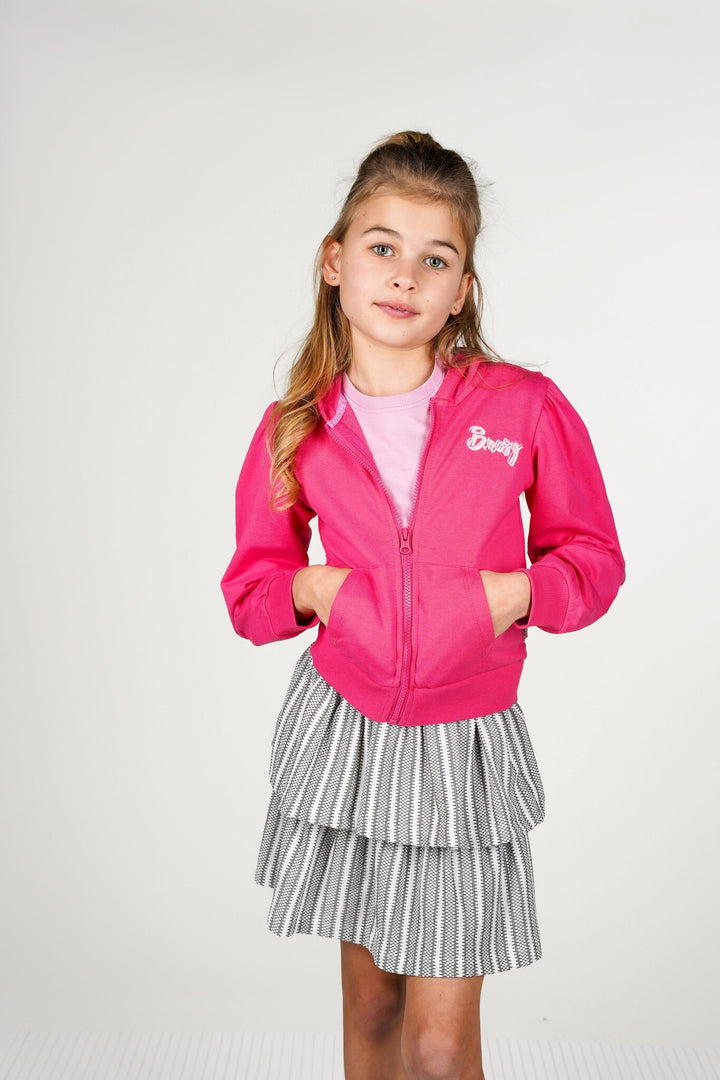 Kids vest Coco hooded cardigan with zipper Fandango Pink