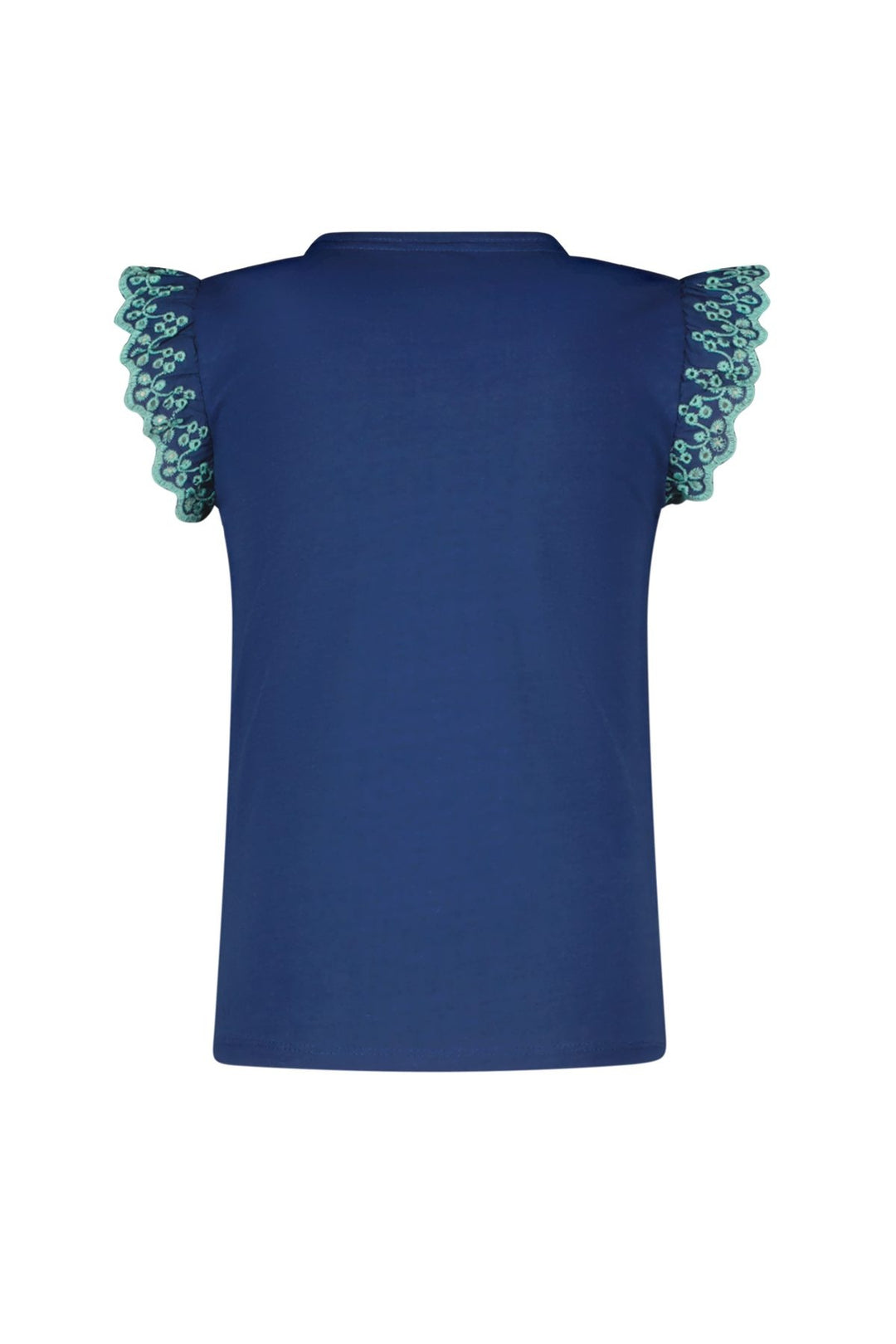 Kinder T-Shirt Taria T-Shirt mit besticktem Ärmel See Blau