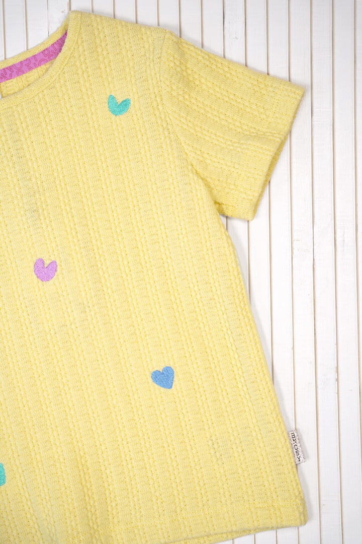 Kinder T-Shirt Tiff Strickoberteil mit Stickerei Gelbe Birne