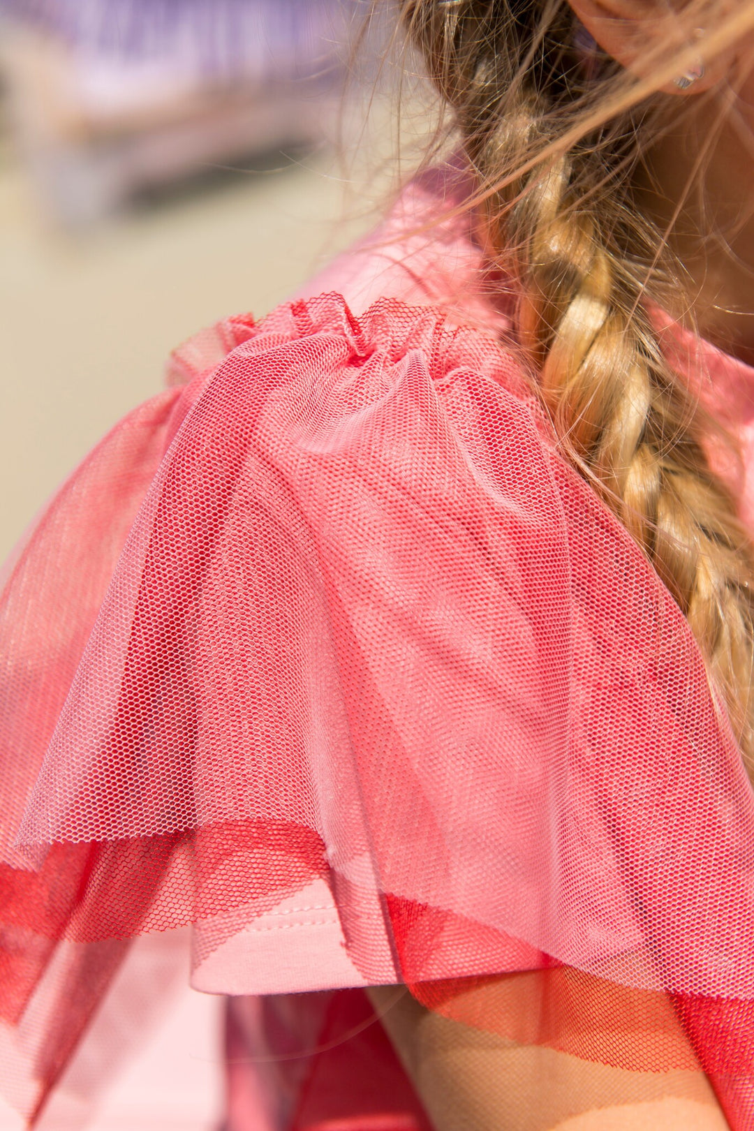 Kinder T-Shirt Tora T-Shirt mit Netzärmeln Geranienrosa