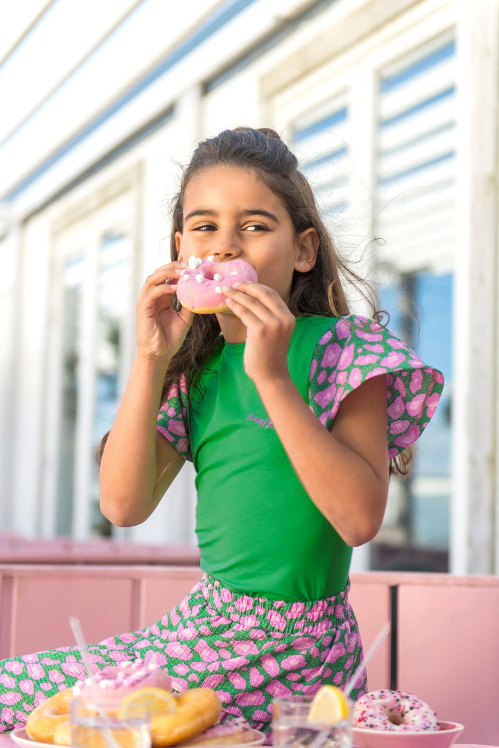 Kinder T-Shirt Thessa T-Shirt mit bedruckten Ärmeln Jelly Bean