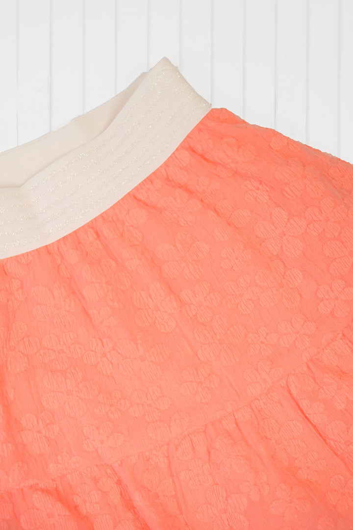 Kids rok Romy flower fabric 2 - layer skirt Neon blush