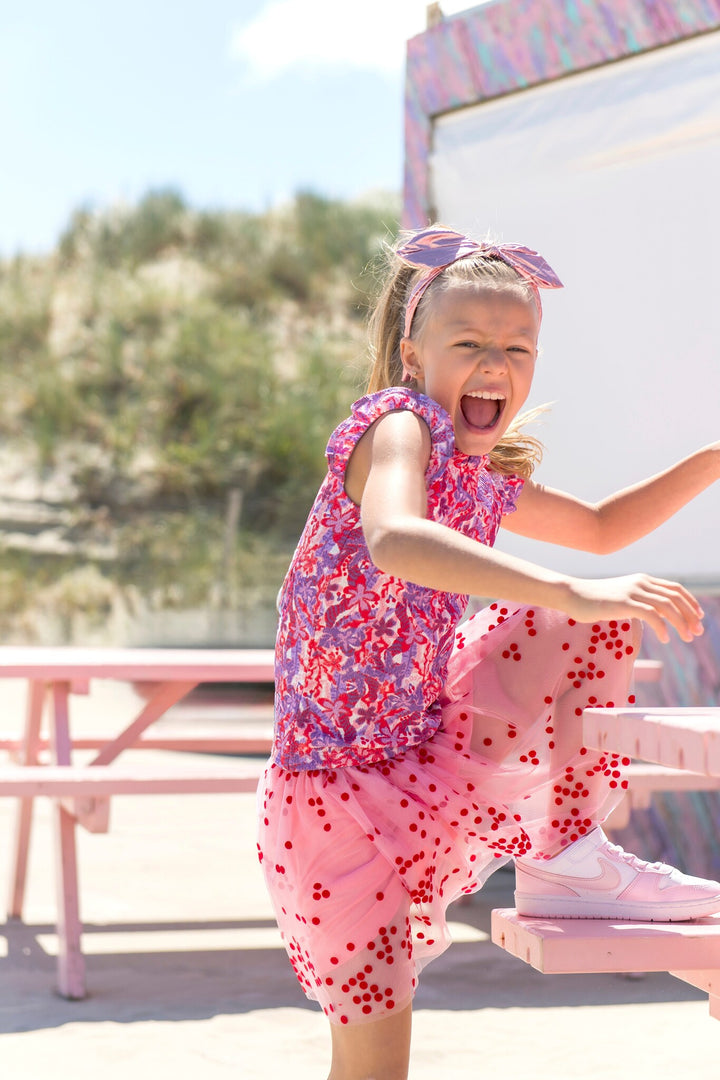 Kids rok River mesh skirt Geranium pink