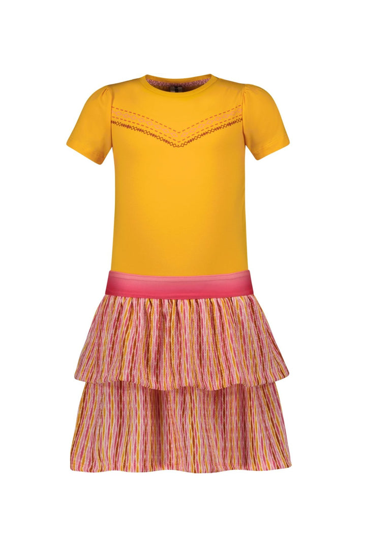 Kinderkleid Donna Kleid mit bedrucktem 2-lagigem Rock Strahlendes Gelb