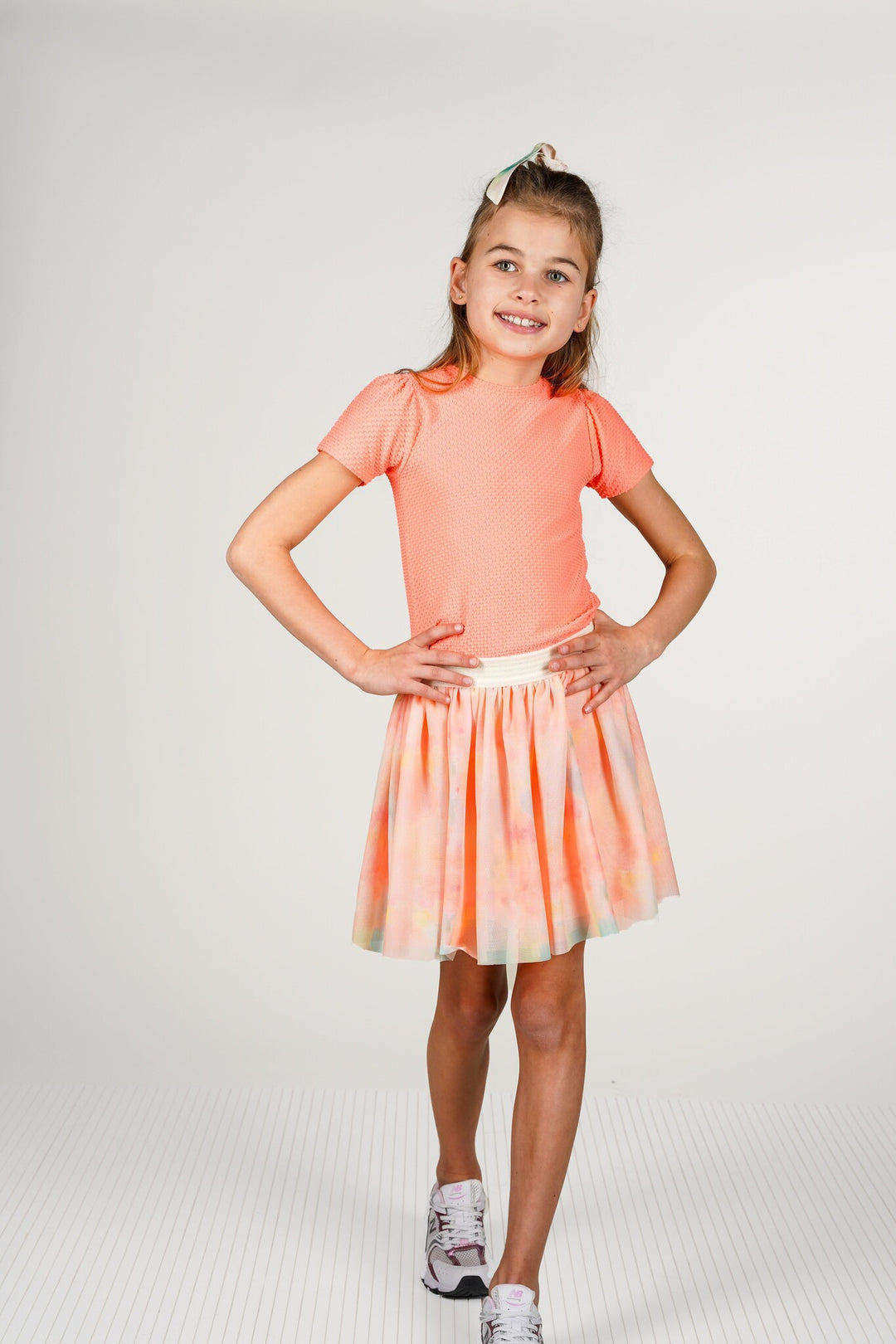 Kinderkleid Deanna Kleid mit Netzrock Neon Blush