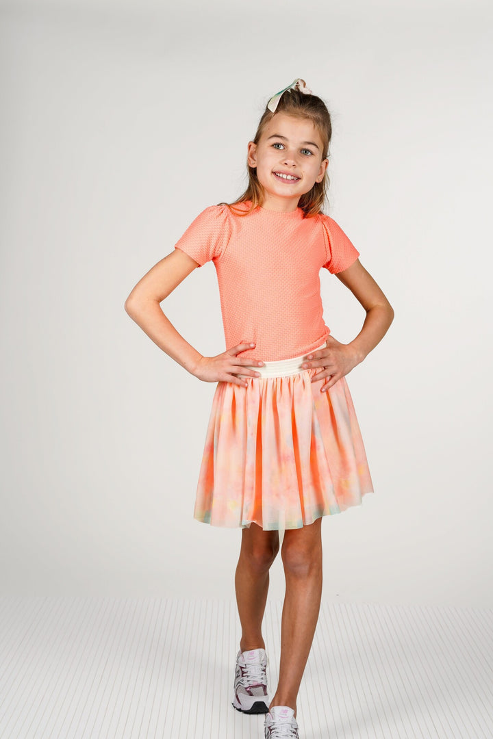 Kinderkleid Deanna Kleid mit Netzrock Neon Blush