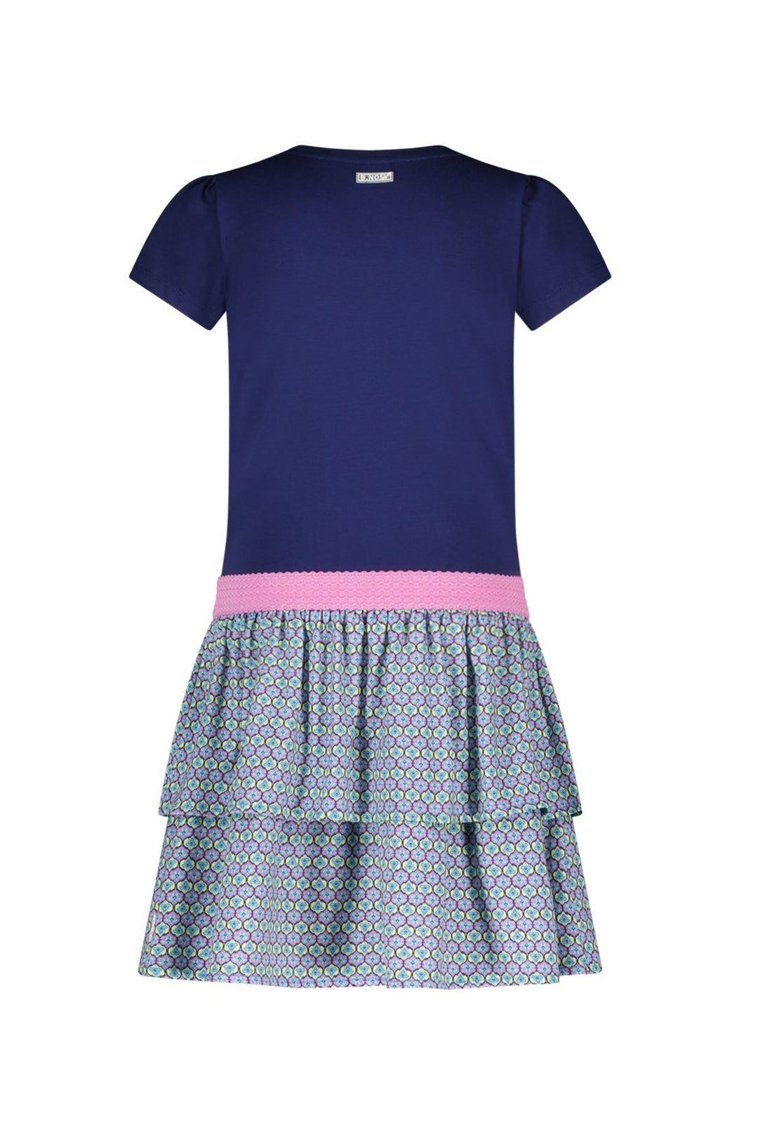 Kids jurk Dunya dress with printed 2 - layer skirt lake blue