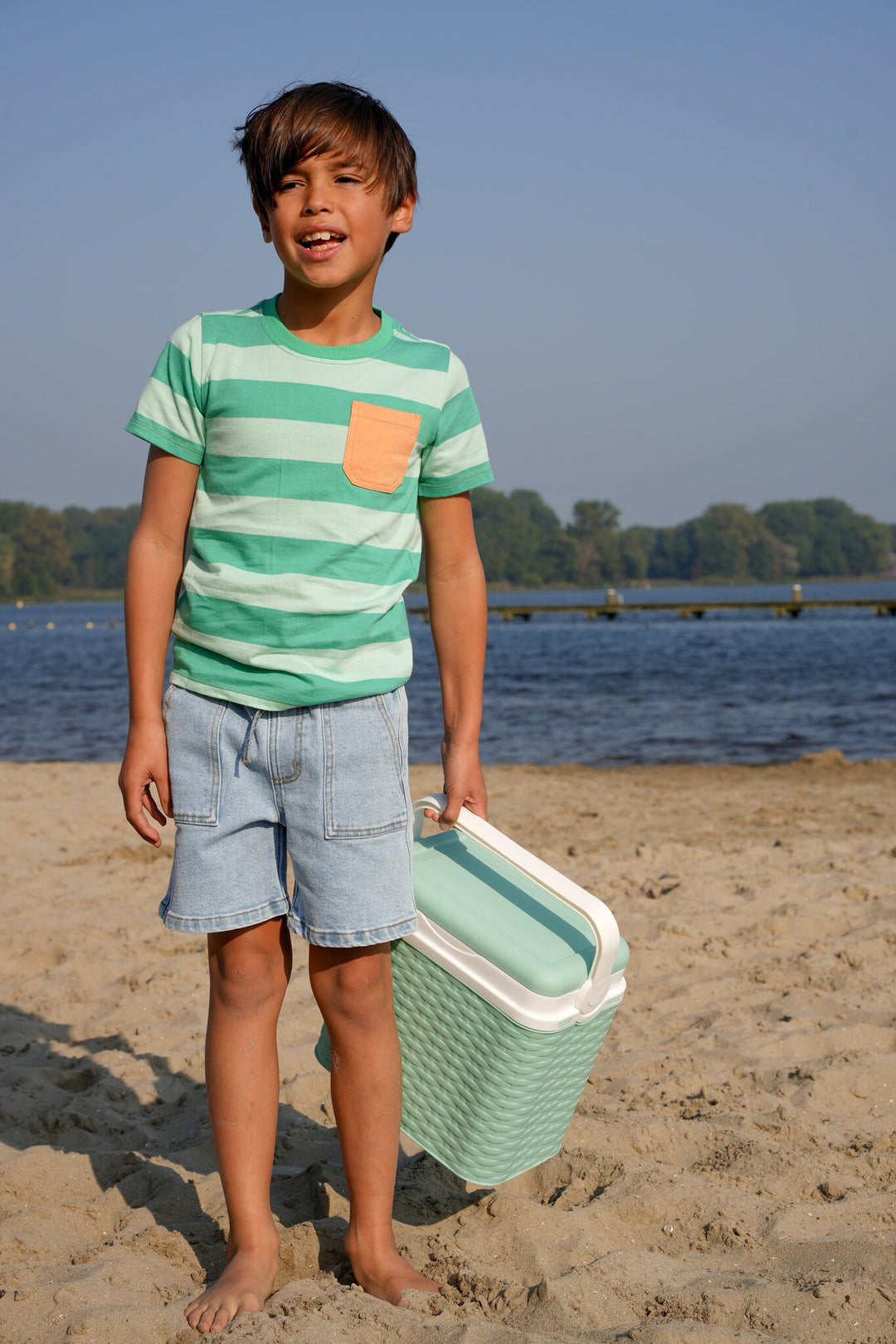 Kids T - shirt Timmy striped t - shirt Ice Green