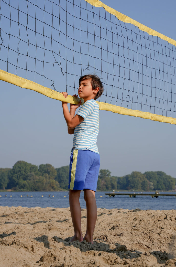 Kids broek Paul short with contrast stroke at sides Dazzling Blue