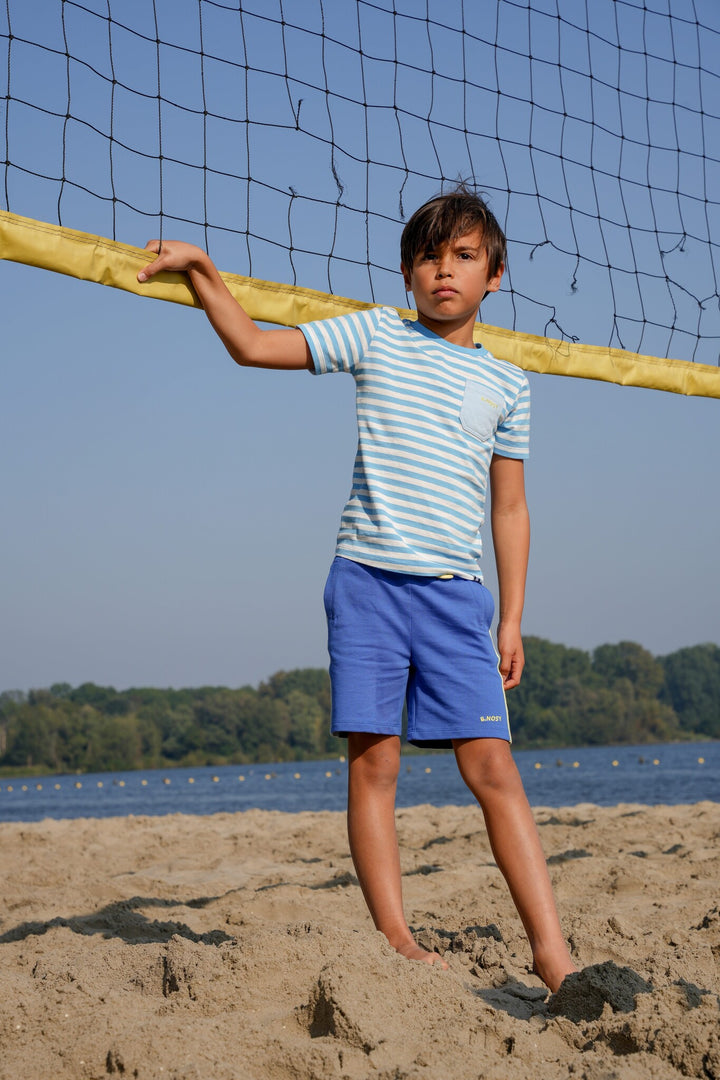 Kids broek Paul short with contrast stroke at sides Dazzling Blue