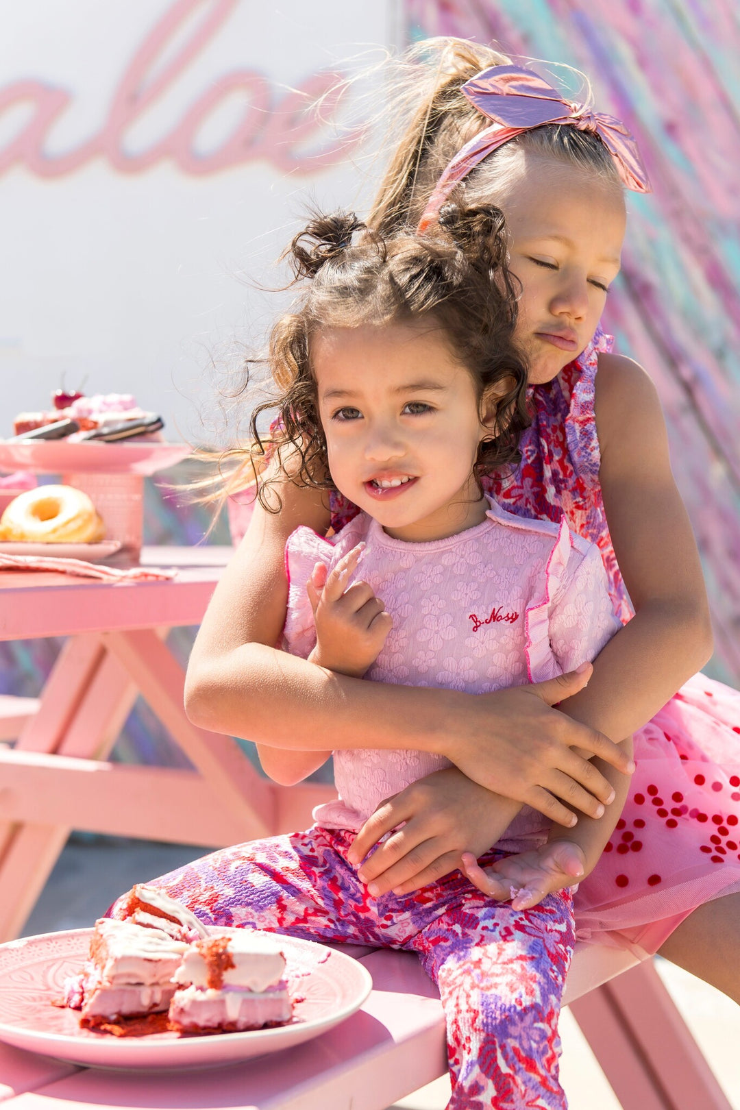 Baby T - shirt Blake mini flower top with ruffles Coral blush