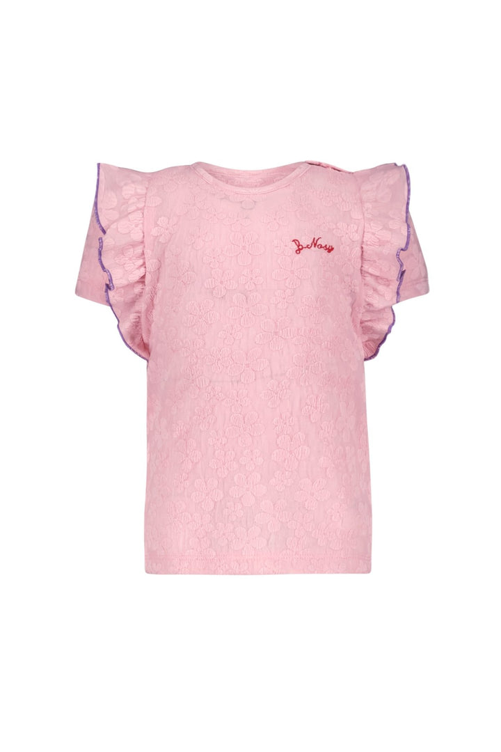 Baby T - shirt Blake mini flower top with ruffles Coral blush