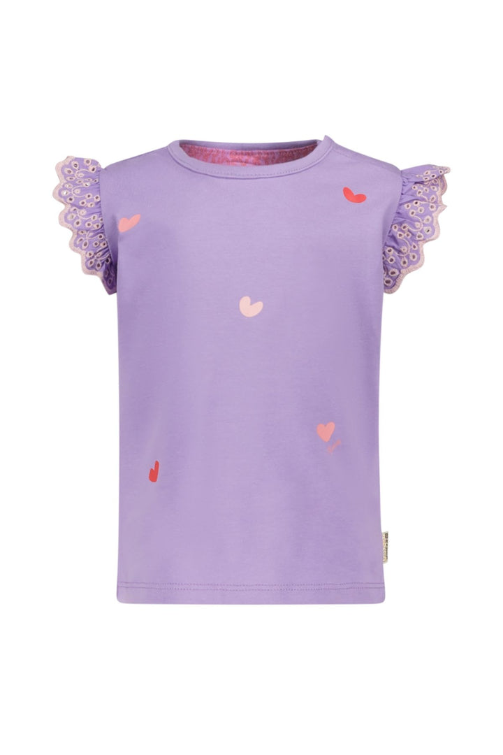 Baby T-Shirt Taria Mini T-Shirt mit besticktem Ärmel Helllila