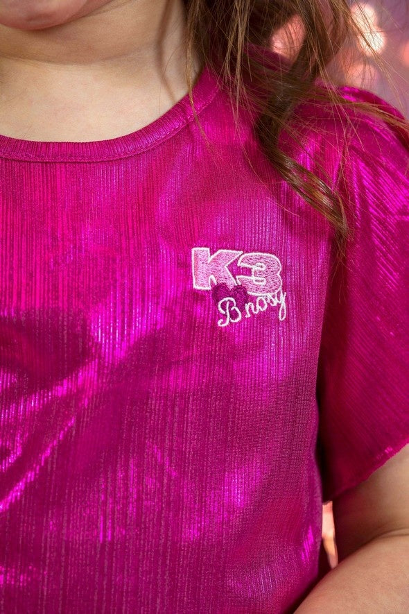 X K3 Brynn metallic plissé top