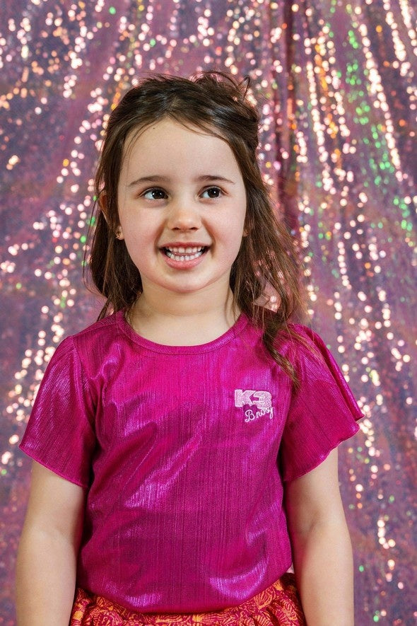 X K3 Brynn metallic plisse top