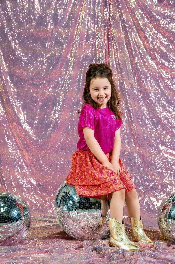 X K3 Brynn metallic plisse top