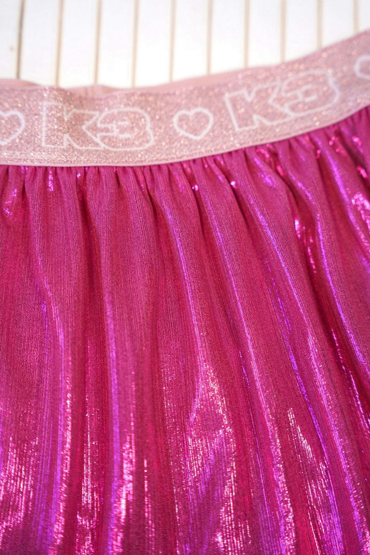 X K3 Roza metallic plisse rok