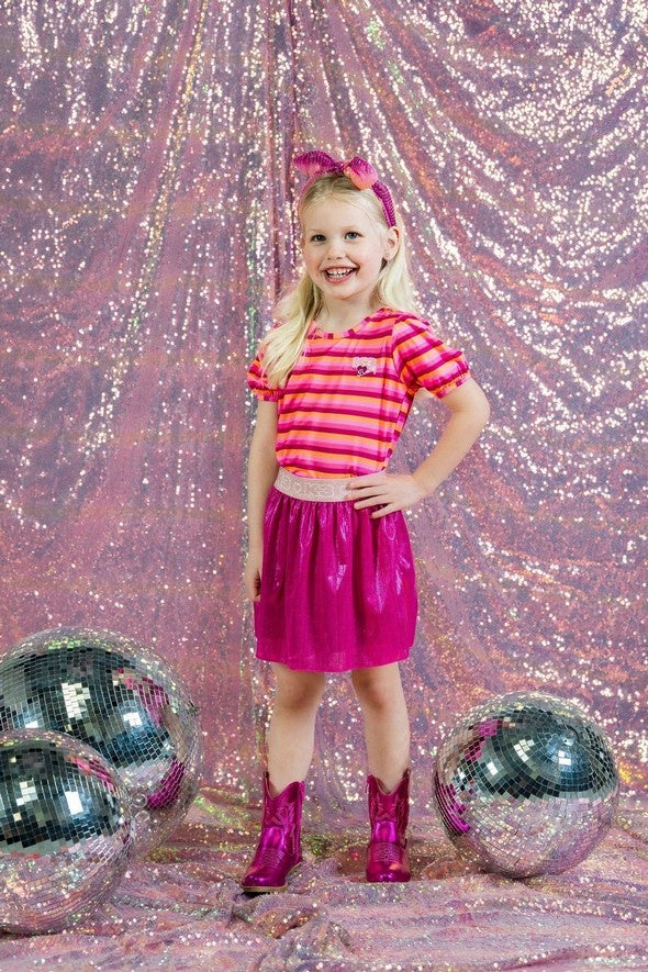 X K3 Roza metallic plisse rok